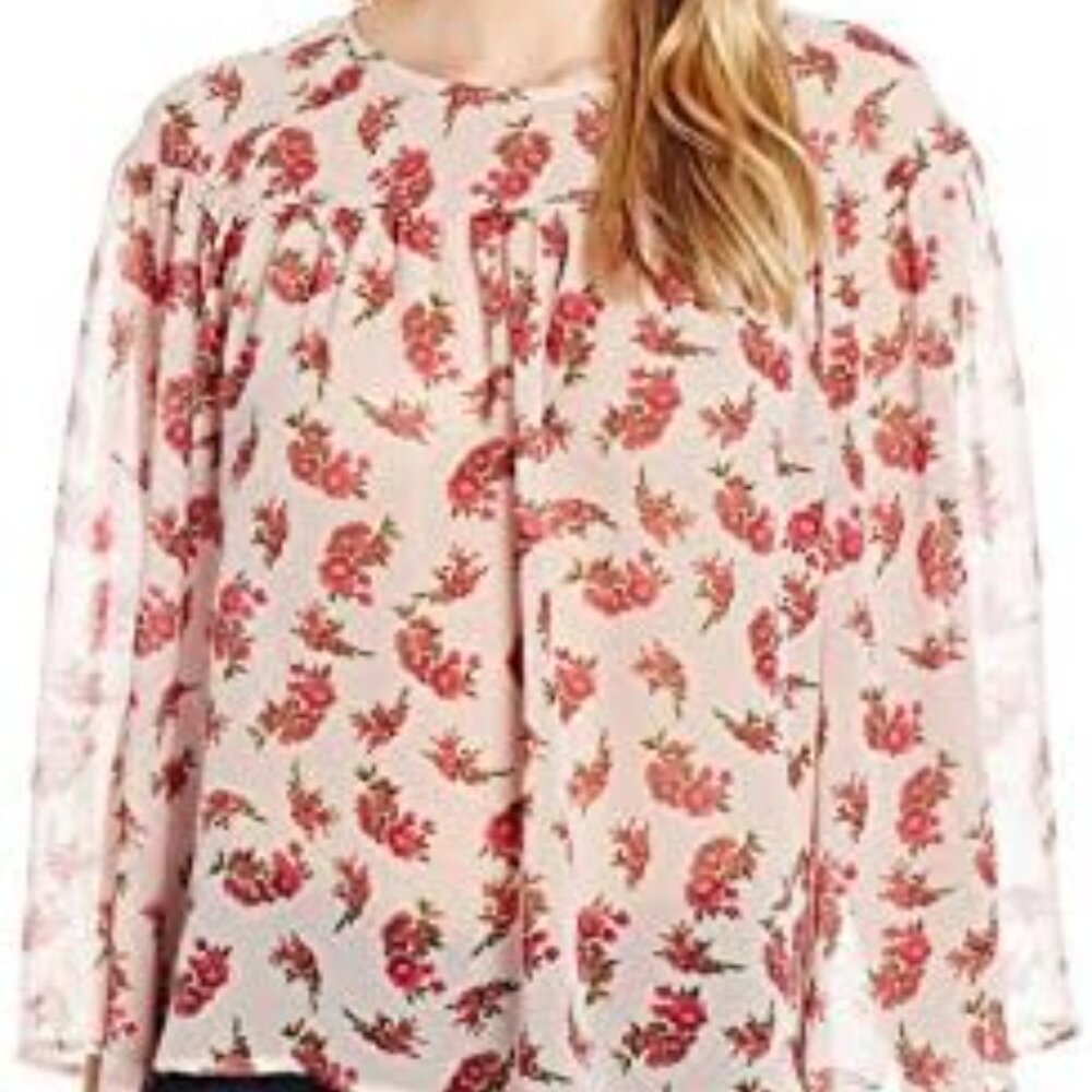 James & Erin Women's Three-Quarter Sleeve Swing Crepe Top